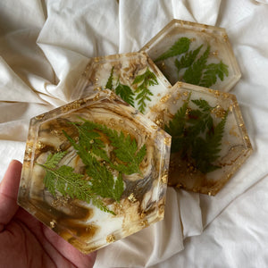 Brown Marbled Fern Coasters