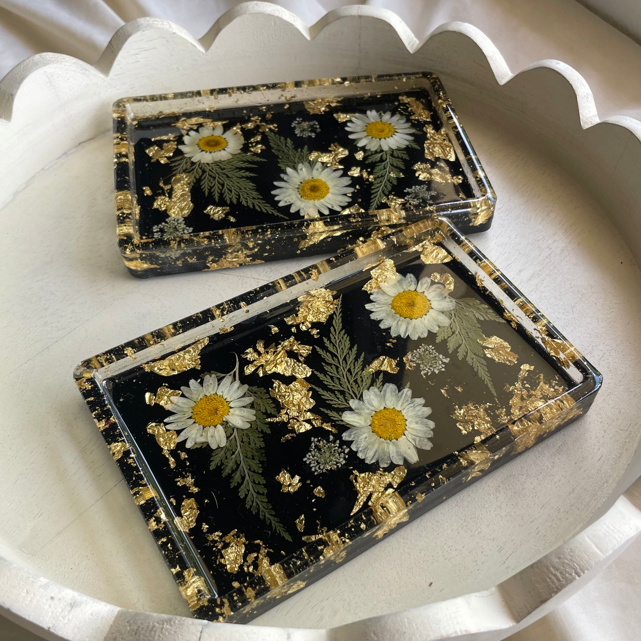 BLACK FLORALS -- Small Rectangle Tray